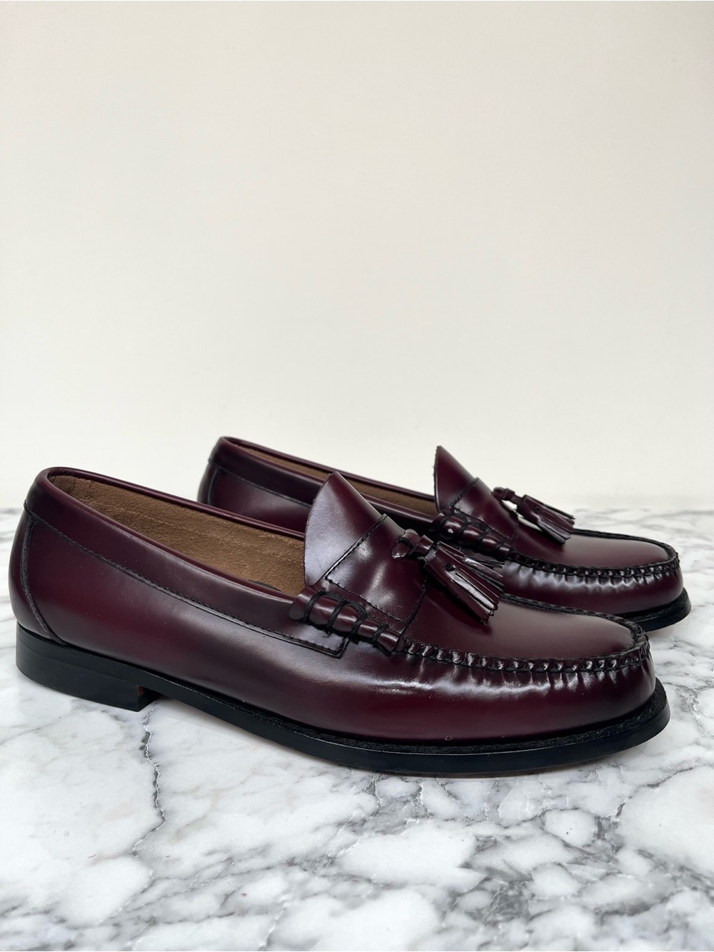 G.H. Bass Lennox Tassel Weejuns Burgundy Wine Leather Loafers Men's Size 10 EE